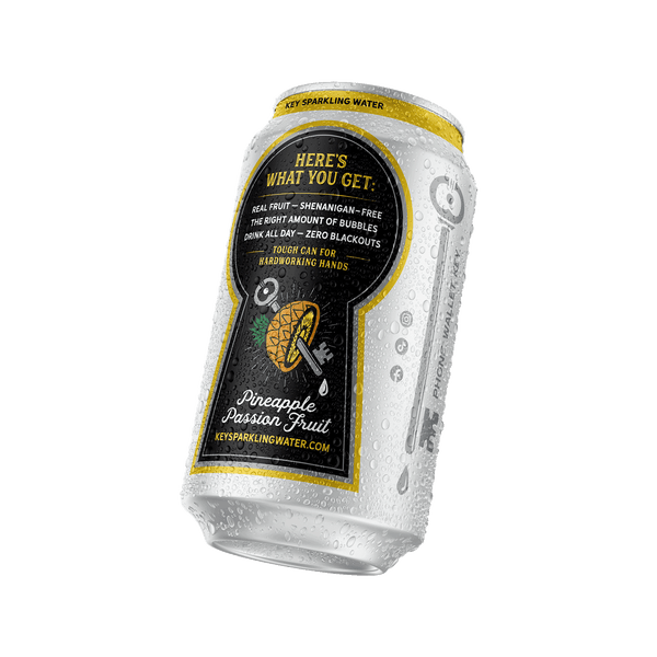 Key Sparkling Water Pineapple Passion Fruit Can Back