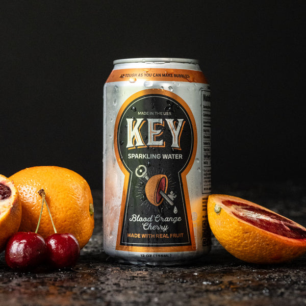 can of Key blood orange cherry sparkling water